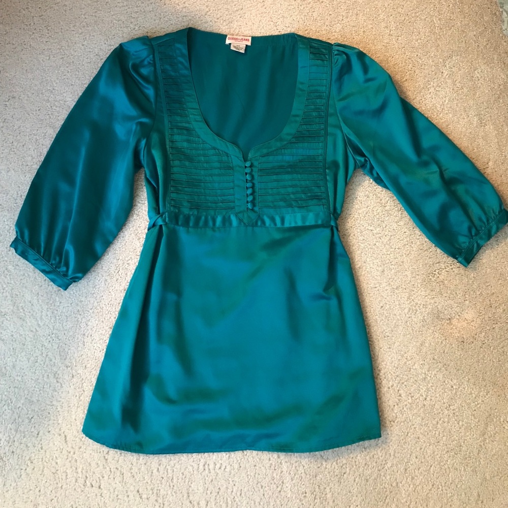 Guess Teal Silk Top - Picture 2 of 7
